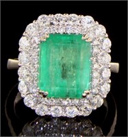 14kt Gold Natural 5.69 ct Emerald & Diamond Ring