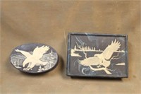 (2) Incolay Stone Eagle Jewelry Boxes