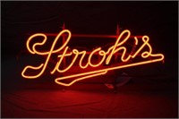 Strohs Neon Beer Sign, Works, Approx 23"x11"
