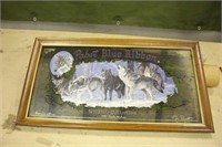 Pabst Blue Ribbon Wolf Mirror, Approx 28"x15"