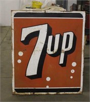 1964 7-UP Wood Framed Embossed Steel Sign