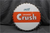 Orange Crush Bottle Cap Tin Sign, Approx 25"x2"