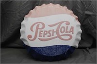 Pepsi Cola Bottle Cap Tin Sign, Approx 27"x2"