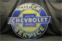 Chevrolet Super Service Tin Sign, Approx 42"x49"