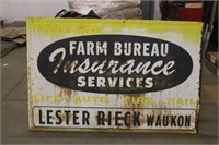 Farm Bureau Insurance Tin Sign w/Wood Frame