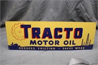 Tracto Motor Oil Tin Sign, Approx 36"x12"