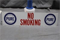 Pure Oil No Smoking Tin Sign, Approx 20"x5"