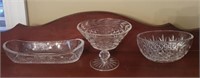 3 PC WATERFORD CRYSTAL, CELERY, COMPOTE, BOWL