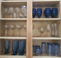 GROUP IN CABINET- GLASSWARE, STEMS, MISC