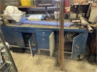 Very Heavy Blue Metal Work Bench w/Contents