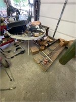 Two Wood Saw Horses, 3 Furniture Dollies, Misc.