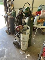 Acetylene Welding Tank, Torches & Cart