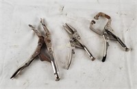 Lot Of 3 Small Vise Grip Locking Pliers