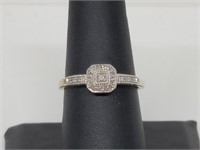 .925 Sterling Silver Diamond Engagement Ring