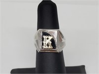 .925 Sterling Silver "K" Initial Ring
