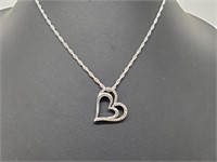 .925 Sterling Silver Diamond Heart Pend & Chain