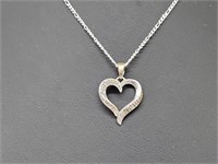 .925 Sterling Silver Diamond Heart Pend & Chain