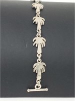 .925 Sterling Silver Palm Tree Bracelet