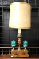 BANKERS TABLE LAMP WITH GREEN GLASS SHADES