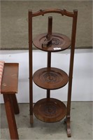 WOODEN THREE TIERED STAND 33"