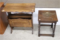 SMALL TABLE AND WOODEN SIDE TABLE WITH MAGAZINE