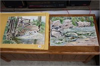 TWO SIGNED G.S. CULLEY 51" WATER COLOURED