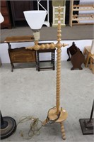 WOODEN FLOOR LAMP WITH MILK GLASS SHADE 49"