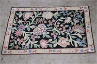 FLORAL HOOKED RUG 37"X24"