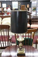BRASS TABLE LAMP WITH SHADE 38"
