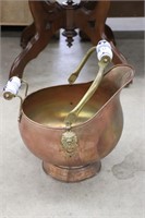 COAL SCUTTLE WITH CERAMIC HANDLES