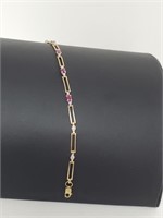 10K Yellow Gold Bracelet with 5 Genuine Rubies