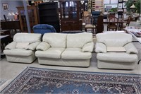 LEATHER LOVE SEAT AND TWO ARM CHAIRS