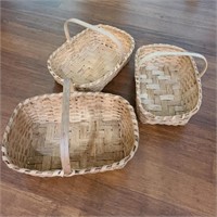 Lot of 3 Split Oak Baskets