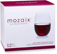 Mozaik Premium Plastic 15 oz. Stemless Wine