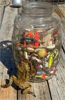 Glass Pickle Jar full Baits & Lures