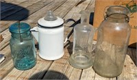 Granite Coffee Pot & Glass Jars