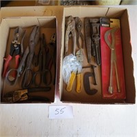 2 Boxes of Misc Pliers and Brake Tool