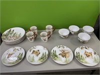 Woodland Dinnerware set for four - 4 11in plates,