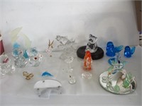 Box of crystal & Misc Glass Figurines