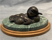 Signed Robert Bateman Bronze Merganser Duckling