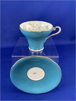 Aynsley Turquoise Teacup and Saucer