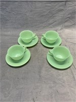 4 Fire King Teacups and Saucers
