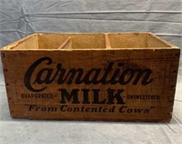 Vintage Carnation Milk Contented Cows Wood Crate