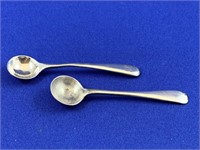 Pair English Sterling Silver Salt Spoons