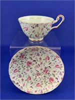 Windsor Pale Green Chintz Teacup and Saucer