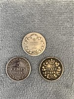 2 Silver Cndn Nickels + 1 Newfoundland
