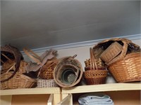 Baskets above bathroom cabinet