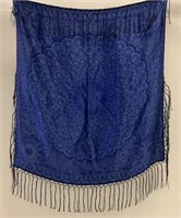 Scarf With Fringe Blue Womens