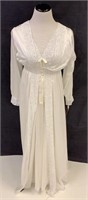New Vintage 2 Pc Robe & Nightgown Set White Sz M