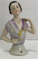 Vintage German Half Doll Short Hair Ceramic